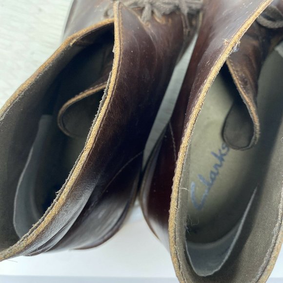 Clarks Men Desert Boots 11 Brown Leather Lace Up Ankle Boot Shoes Distressed main image 8